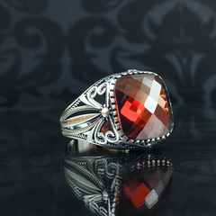 Red Ruby Gemstone 925 Sterling Silver Men Handmade Ring