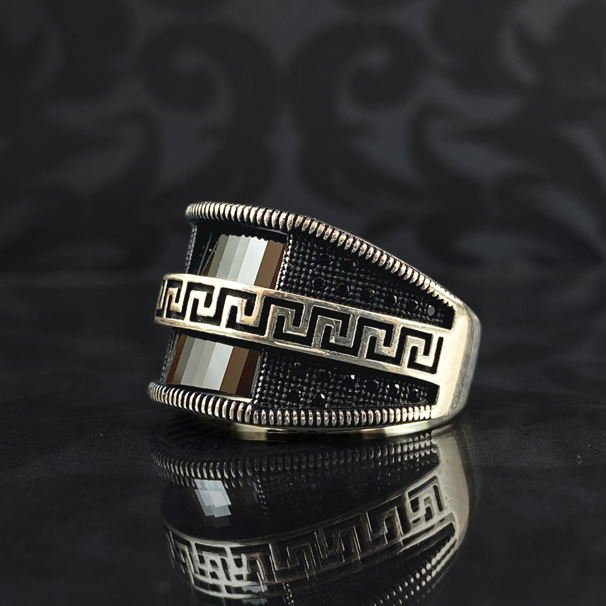 Black Onyx Stone 925 Sterling Silver Men Ring