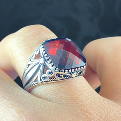 Red Ruby Gemstone 925 Sterling Silver Men Handmade Ring