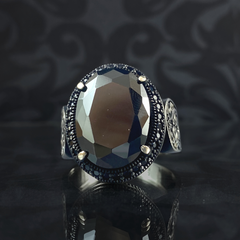 Oval Black Onyx Stone 925 Sterling Silver Men Handmade Ring