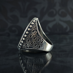 Hand Engraved 925 Sterling Silver Men Large Ring