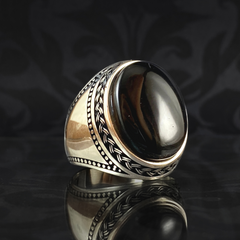 Classic Black Onyx Stone 925 Sterling Silver Daily Men Ring