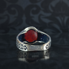 Men Handmade Red Ruby Stone 925 Sterling Silver Ring