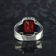 Red Ruby Gemstone 925 Solid Silver Men Ring