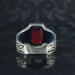 Men Handmade 925 Sterling Silver Ruby Stone Ring