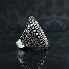 Hand Engraved 925 Sterling Silver Men Large Ring