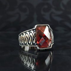 Men Handmade 925 Sterling Silver Ruby Stone Ring