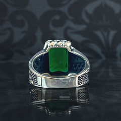 Anillo de plata maciza de piedra esmeralda 925, anillo de piedra preciosa esmeralda verde 