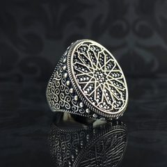 Hand Engraved 925 Sterling Silver Men Large Ring