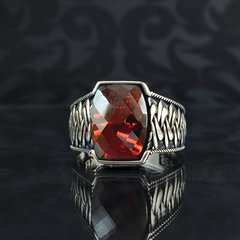 Men Handmade 925 Sterling Silver Ruby Stone Ring