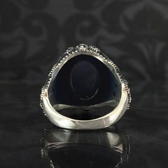 Classic Onyx Black Stone 925 Sterling Silver Men Handmade Ring