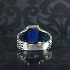 925 Sterling Silver Sapphire Stone Men Handmade Ring