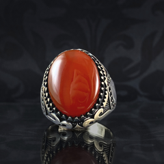 Turkish Handmade Red Agate Gemstone 925 Sterling Silver Ring