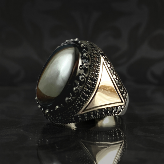 Classic Onyx Black 925 Sterling Silver Men Ring