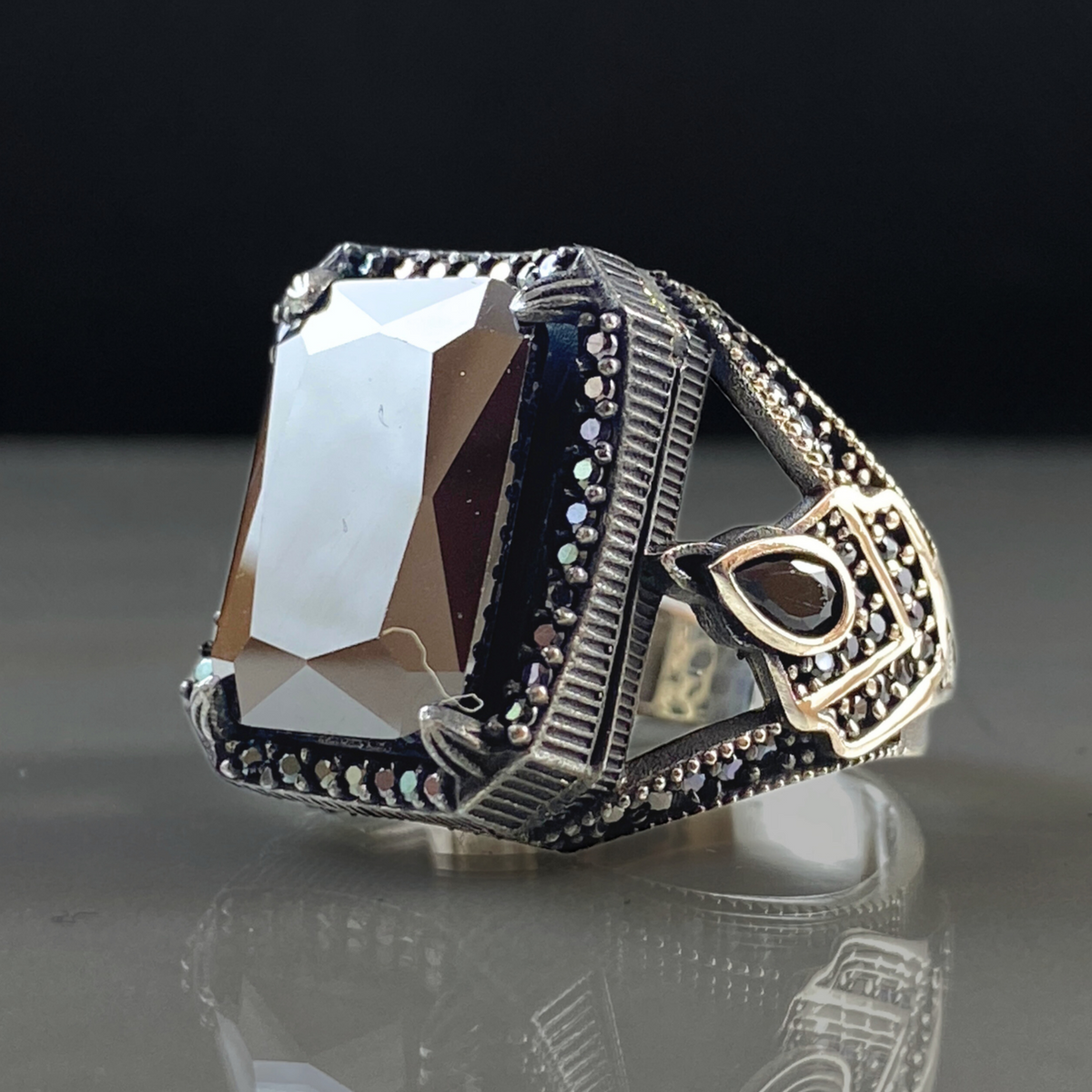 Black Onyx Gemstone 925 Solid Silver Men Ring