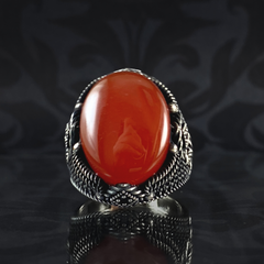 Red Agate Gemstone 925 Sterling Silver Men Rİng