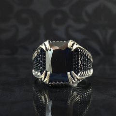 Black Onyx Stone 925 Sterling Silver Men Handmade Ring