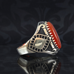 Turkish Handmade Red Agate Gemstone 925 Sterling Silver Ring