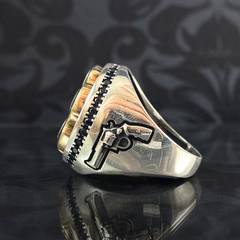 6 Bullets Gun Rotating 925 Sterling Silver Ring