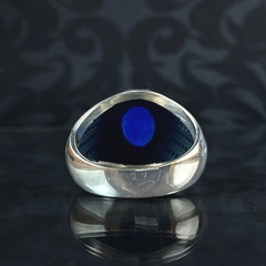 Minimalist Sapphire Gemstone 925 Sterling Silver Men Ring