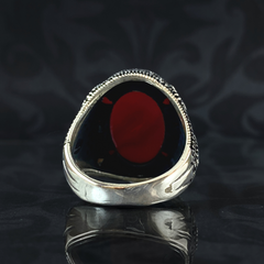 Red Agate Stone 925 Solid Silver Men Handmade Ring