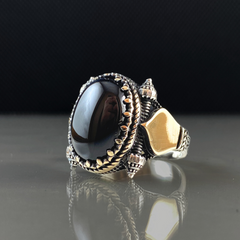 Black Onyx Stone 925 Sterling Silver Men Handmade Ring