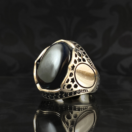 Classic Black Onyx Stone 925 Sterling Silver Men Handmade Ring