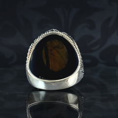 Brown Tiger Eye Stone 925 Solid Silver Men Handmade Ring