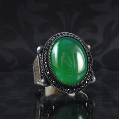 Anillo de plata maciza de piedra esmeralda 925, anillo de piedra preciosa esmeralda verde 