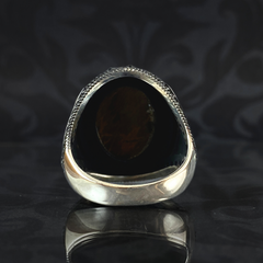 Classic Brown Stone 925 Silver Men Handmade Turkish Ring