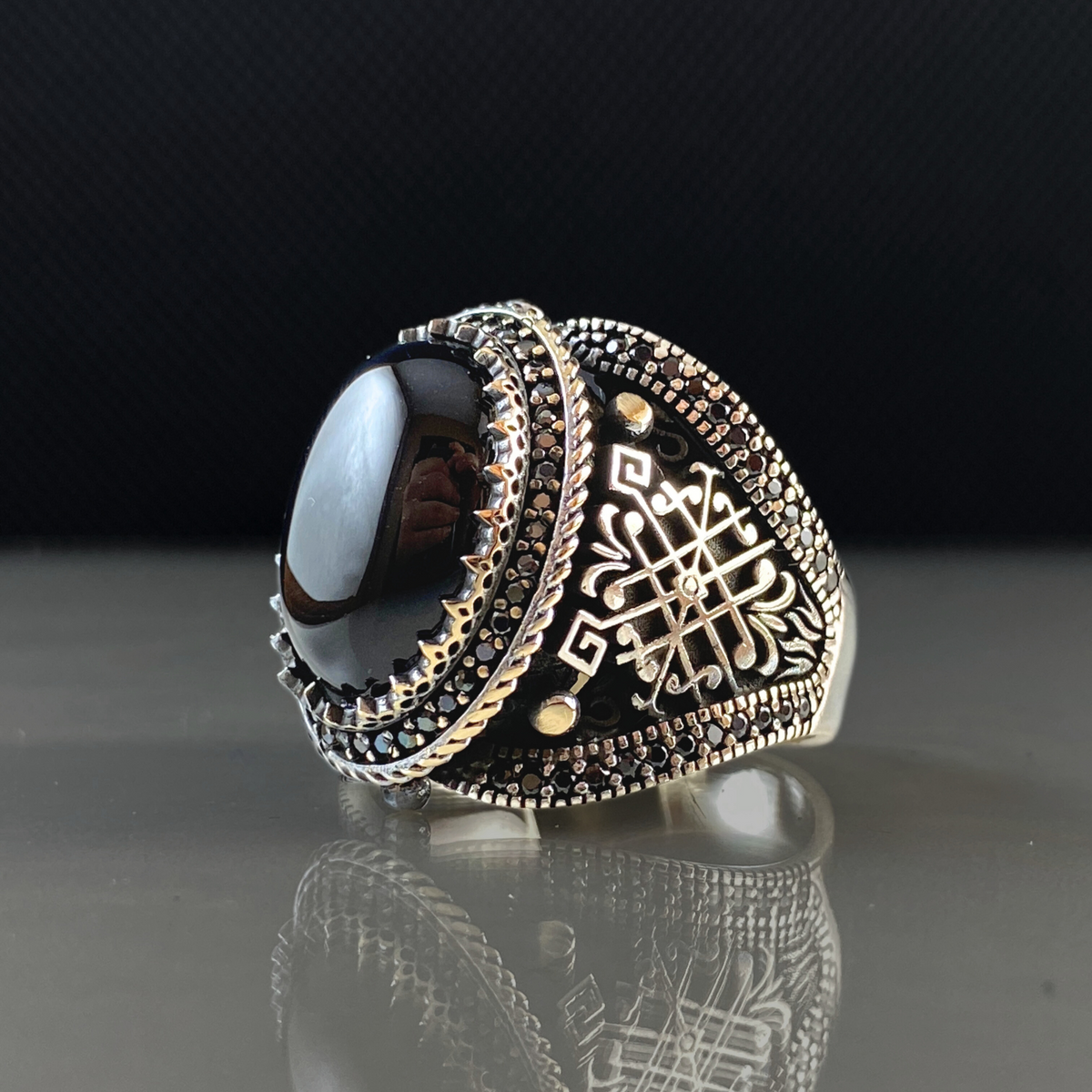 Classic Daily Men Ring 925 Sterling Silver Onyx Stone