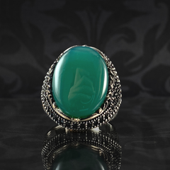 Green Agate Gemstone 925 Solid Silver Men Handmade Ring