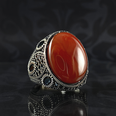 Red Agate Stone 925 Solid Silver Men Handmade Ring