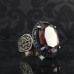 Ruby Gemstone 925 Sterling Silver Turkish Handmade Ring