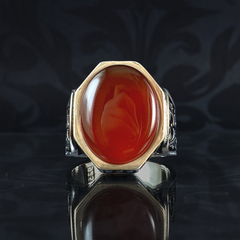 Red Agate Gemstone 925 Sterling Silver Red Color Men Ring