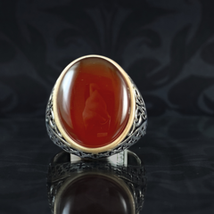 Red Agate Stone 925 Sterling Silver Men Ring