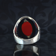 Red Agate Gemstone 925 Sterling Silver Men Handmade Ring