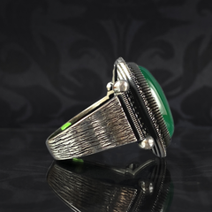 Green Agate Stone 925 Sterling Silver Men Handmade Ring