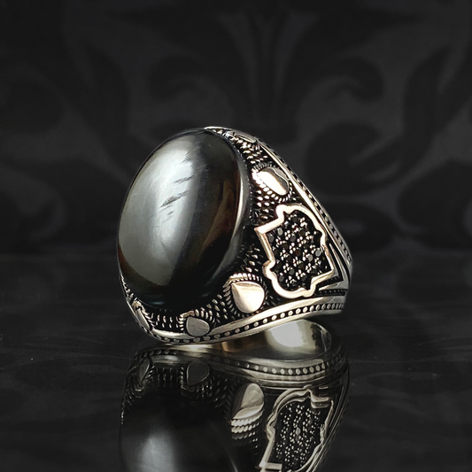 Black Gemstone 925 Sterling Silver Onyx Men Ring