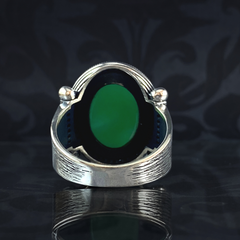 Anillo de plata maciza de piedra esmeralda 925, anillo de piedra preciosa esmeralda verde 