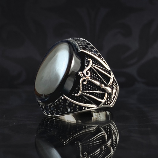 Scales of Justice Black Onyx 925 Sterling Silver Men Handmade Lawyer Ring