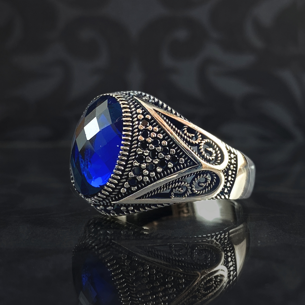 Sapphire Gemstone 925 Solid Silver Turkish Handmade Ring