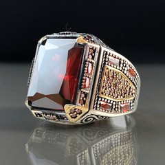 Red Ruby Stone 925 Sterling Silver Men Handmade Ring