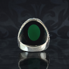 Anillo de plata maciza de piedra esmeralda 925, anillo de piedra preciosa esmeralda verde 