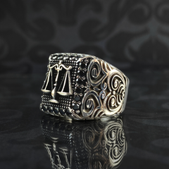 Scales of Justice 925 Sterling Silver Ring, Gift For Lawyer