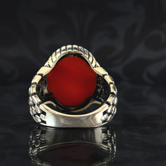 Red Agate Gemstone 925 Sterling Silver Men Handmade Ring