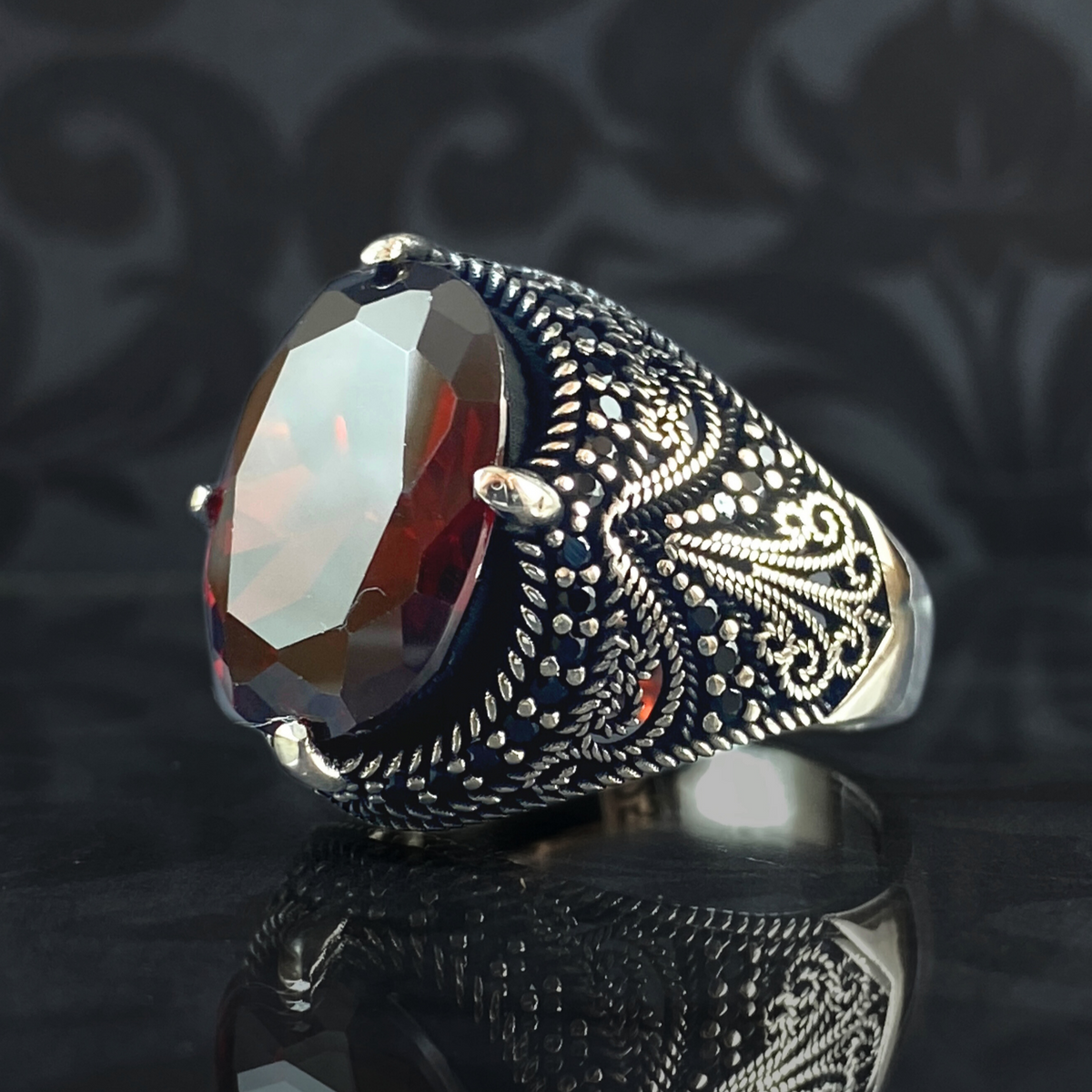 Red Ruby Gemstone 925 Sterling Silver Men Handmade Ring