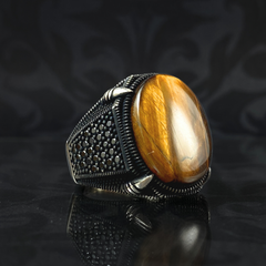 Brown Stone 925 Sterling Silver Men Handmade Ring