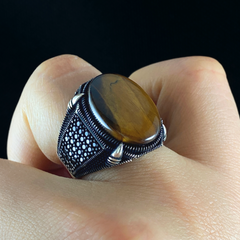 Brown Stone 925 Sterling Silver Men Handmade Ring