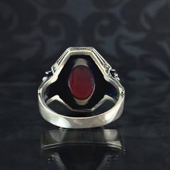 Classic Red Ruby Stone 925 Sterling Silver Men Ring